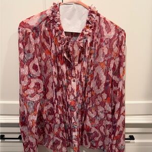 Floral Ruffle Blouse in Pink and Red